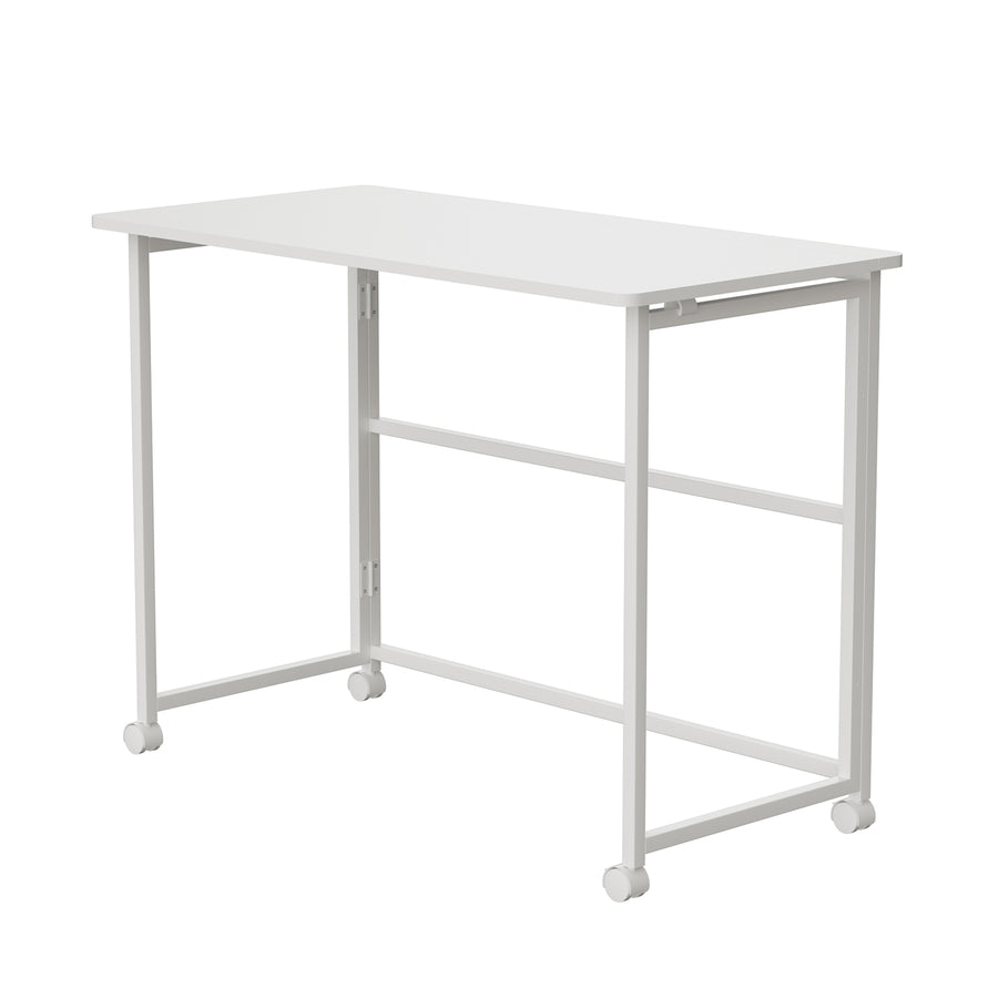 Maclean inklapbaar bureau, wit, verrijdbaar, blad 100x50cm, max. 50kg, MC-1250 W