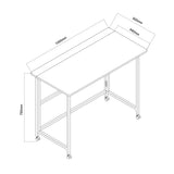 Maclean inklapbaar bureau, wit, verrijdbaar, blad 100x50cm, max. 50kg, MC-1250 W