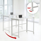 Maclean inklapbaar bureau, wit, verrijdbaar, blad 100x50cm, max. 50kg, MC-1250 W