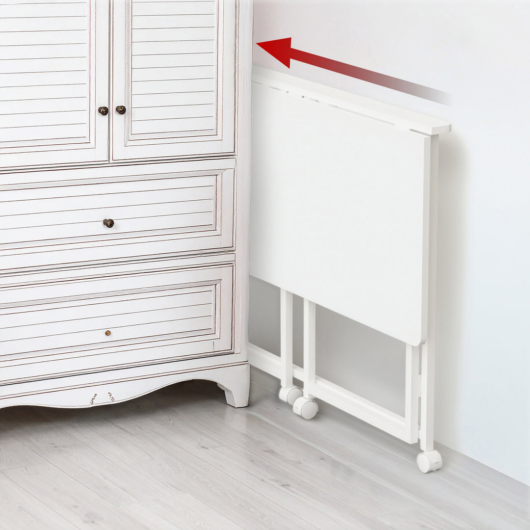 Maclean inklapbaar bureau, wit, verrijdbaar, blad 100x50cm, max. 50kg, MC-1250 W