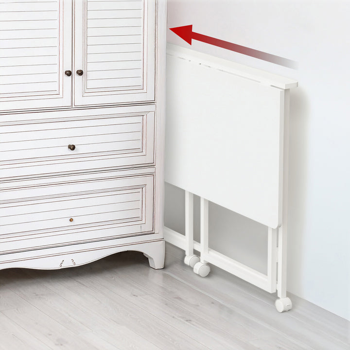 Maclean inklapbaar bureau, wit, verrijdbaar, blad 100x50cm, max. 50kg, MC-1250 W