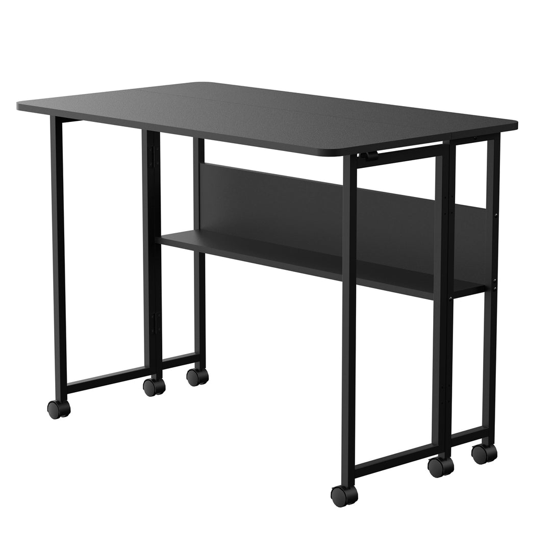 Maclean inklapbaar bureau, zwart, verrijdbaar, blad 100x58cm, max. 50kg, MC-126 B