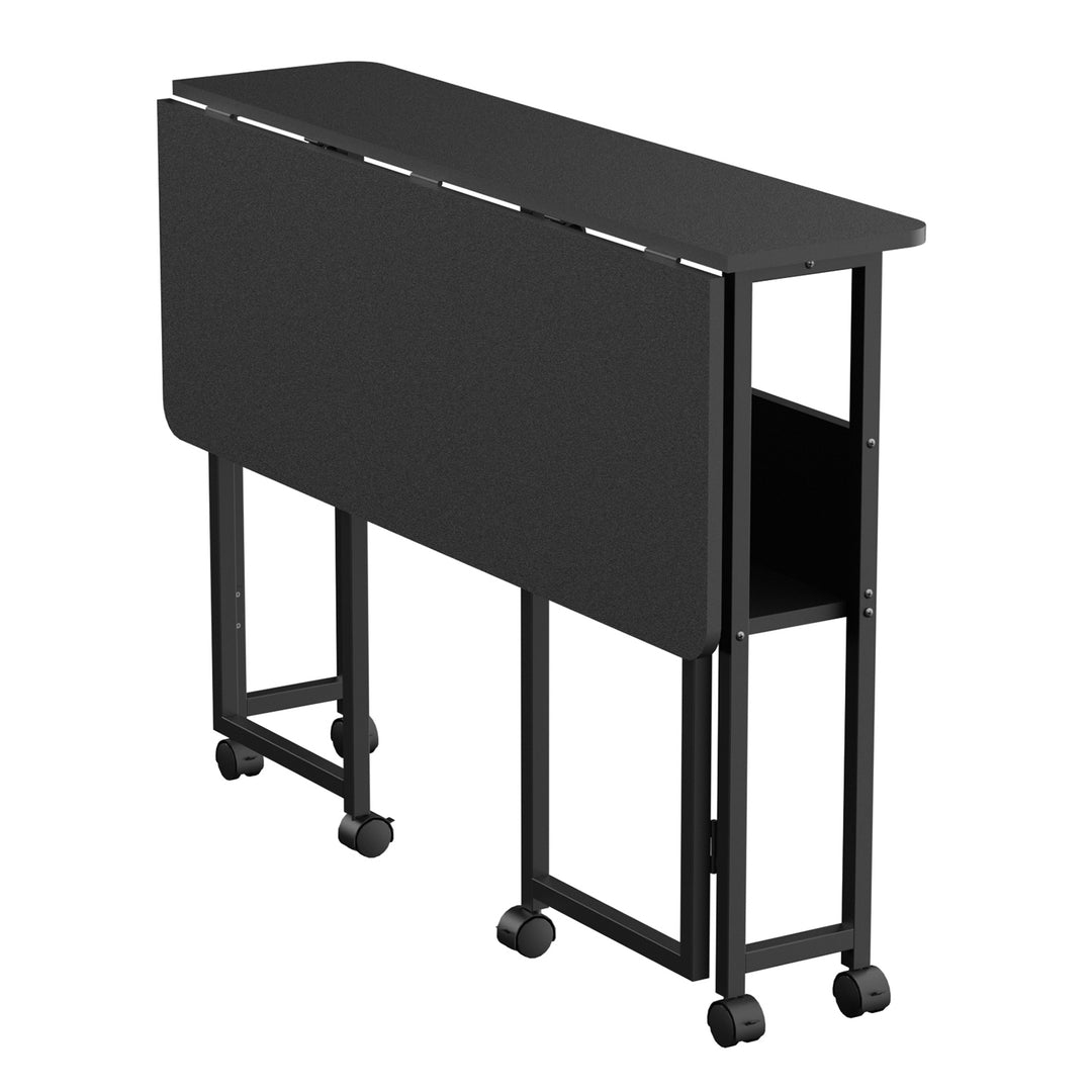Maclean inklapbaar bureau, zwart, verrijdbaar, blad 100x58cm, max. 50kg, MC-126 B