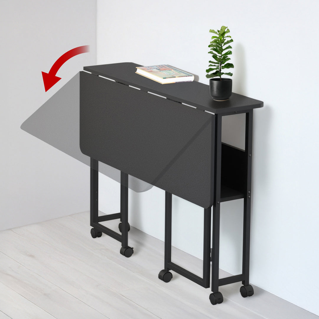 Maclean inklapbaar bureau, zwart, verrijdbaar, blad 100x58cm, max. 50kg, MC-126 B