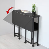 Maclean inklapbaar bureau, zwart, verrijdbaar, blad 100x58cm, max. 50kg, MC-126 B