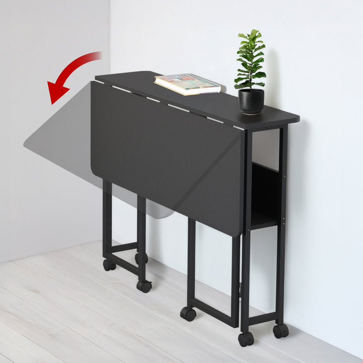 Maclean inklapbaar bureau, zwart, verrijdbaar, blad 100x58cm, max. 50kg, MC-126 B