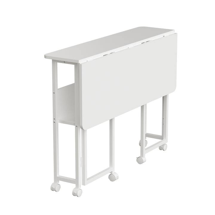 Maclean inklapbaar bureau, wit, verrijdbaar, blad 100x58cm, max. 50kg, MC-126 W
