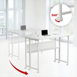 Maclean inklapbaar bureau, wit, verrijdbaar, blad 100x58cm, max. 50kg, MC-126 W