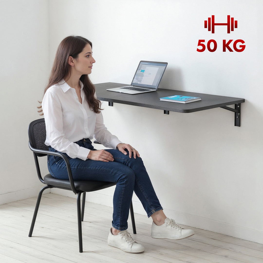 Maclean opklapbaar legbord, zwart, 100x40 cm, max 50 kg, MC-128 B