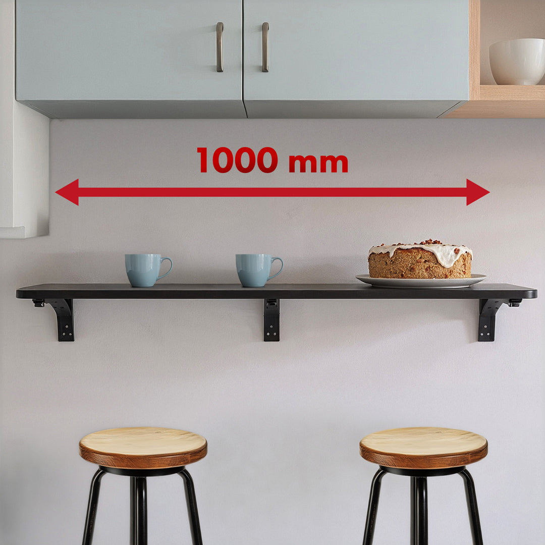 Maclean opklapbaar legbord, zwart, 100x40 cm, max 50 kg, MC-128 B