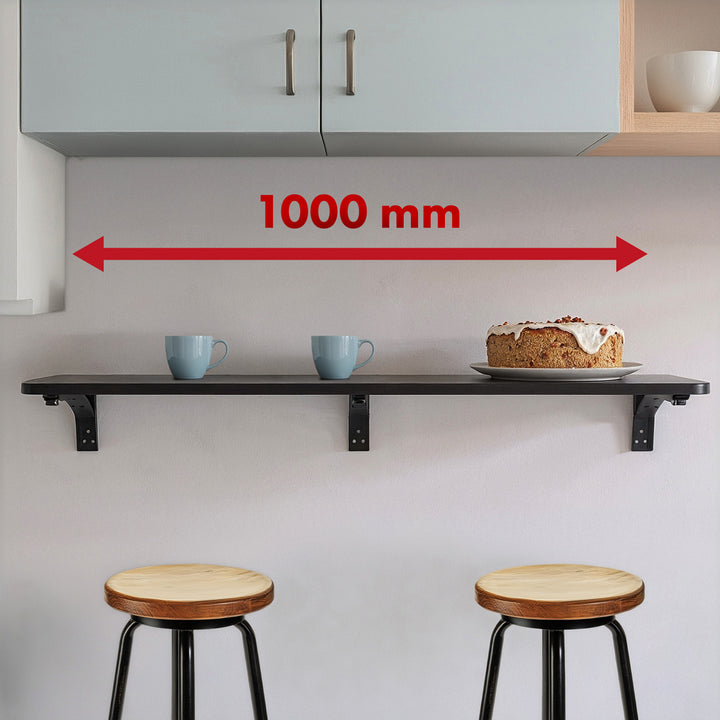 Maclean opklapbaar legbord, zwart, 100x40 cm, max 50 kg, MC-128 B