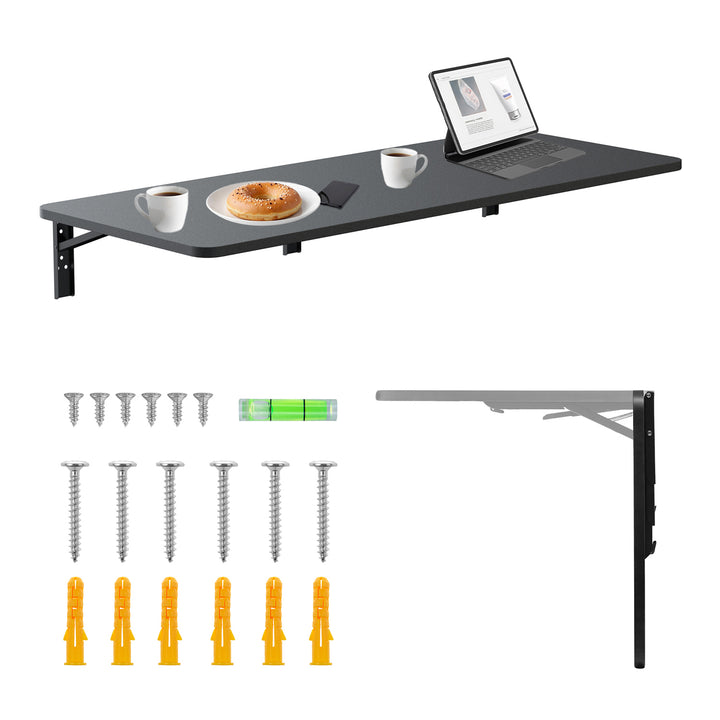 Maclean opklapbaar legbord, zwart, 100x40 cm, max 50 kg, MC-128 B