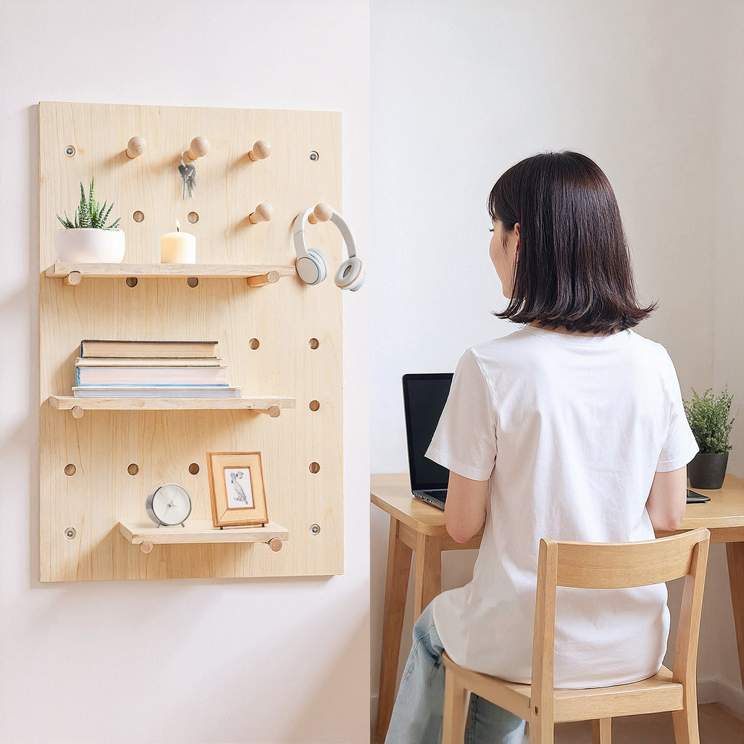 Houten whiteboard-organizer Maclean, lichte houtkleur, 40x60 cm, max. 20 kg, MC-130 WD