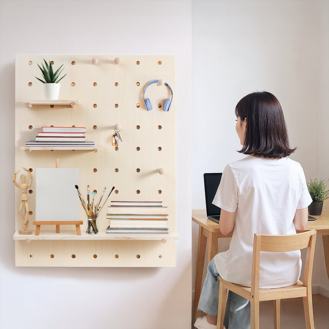 Houten whiteboard-organizer Maclean, lichte houtkleur, 60x80 cm, max. 20 kg, MC-131 WD