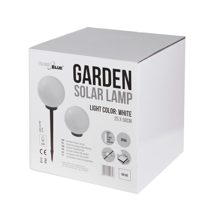 GreenBlue solarlamp, vrijstaand, tuin, bol 25x25x58cm, witte LED, GB166, 4 stuks