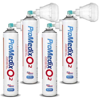 Promedix PR-994 - Set van 4 stuks Draagbare zuurstofinhalator in een blik 99,4% O2 12L