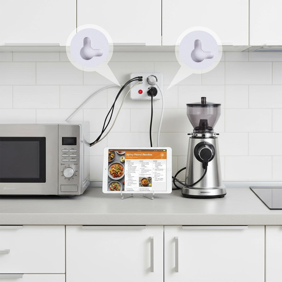 Maclean stekkerdoos, verlengkabel 2 stopcontacten + 3xUSB, 110-240V AC 50/60Hz, 2,1A max 2500W, 1,5m, wit, MCE387 W