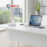 Maclean stekkerdoos, verlengkabel 2 stopcontacten + 3xUSB, 110-240V AC 50/60Hz, 2,1A max 2500W, 1,5m, wit, MCE387 W