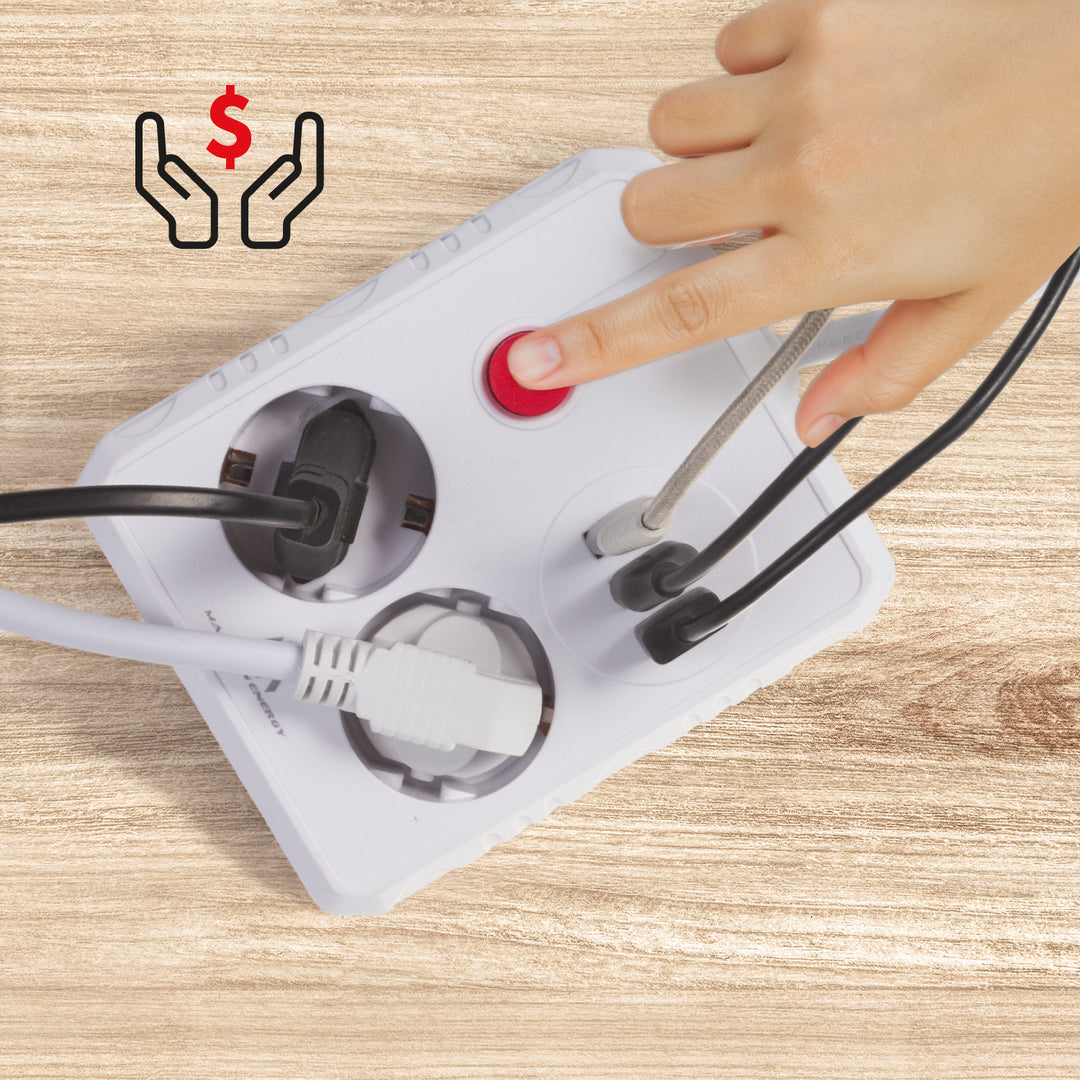 Maclean stekkerdoos, verlengkabel 2 stopcontacten + 3xUSB, 110-240V AC 50/60Hz, 2,1A max 2500W, 3 m, wit, MCE388 W