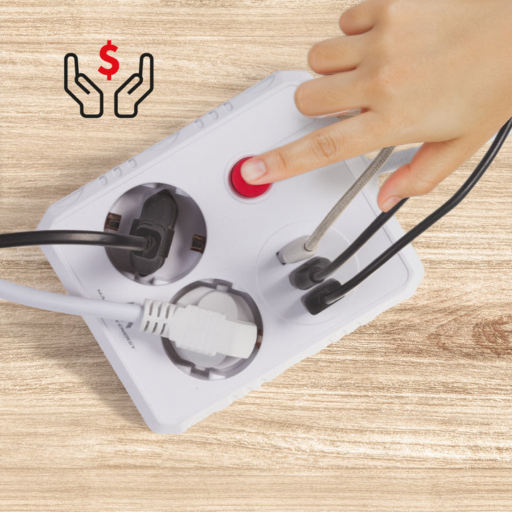 Maclean stekkerdoos, verlengkabel 2 stopcontacten + 3xUSB, 110-240V AC 50/60Hz, 2,1A max 2500W, 3 m, wit, MCE388 W