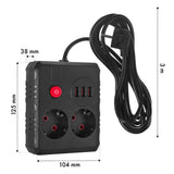 Maclean stekkerdoos, verlengkabel 2 stopcontacten + 3xUSB, 110-240V AC 50/60Hz, 2,1A max 2500W, 3 m, zwart, MCE388 B