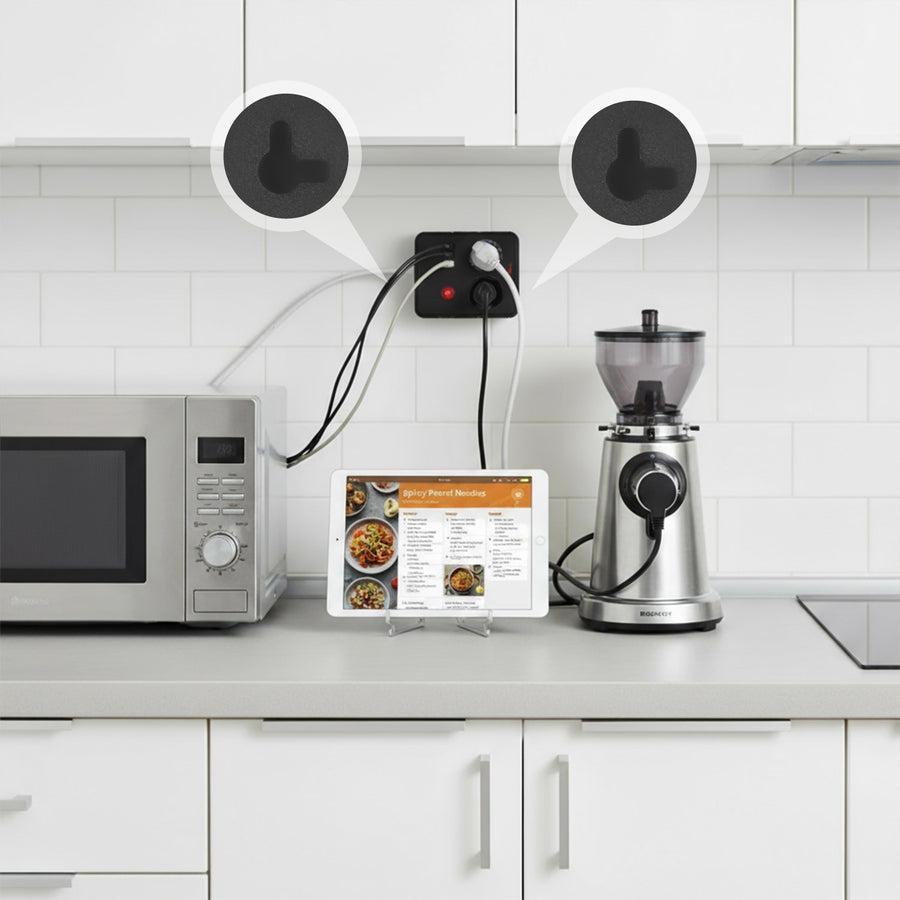 Maclean stekkerdoos, verlengkabel 2 stopcontacten + 3xUSB, 110-240V AC 50/60Hz, 2,1A max 2500W, 3 m, zwart, MCE388 B