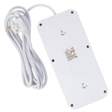 Maclean stekkerdoos, 6-polige verlengkabel + 4xUSB, 110-240V AC 50/60Hz, 2,1A max 2500W, 3m, wit, MCE391 W