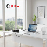 Maclean stekkerdoos, 6-polige verlengkabel + 4xUSB, 110-240V AC 50/60Hz, 2,1A max 2500W, 3m, zwart, MCE391 B