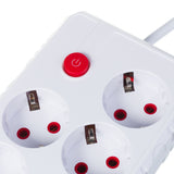 Maclean stekkerdoos, 4-polige verlengkabel + 3xUSB, 110-240V AC 50/60Hz, 2,1A max 2500W, 1,5m, wit, MCE392 W