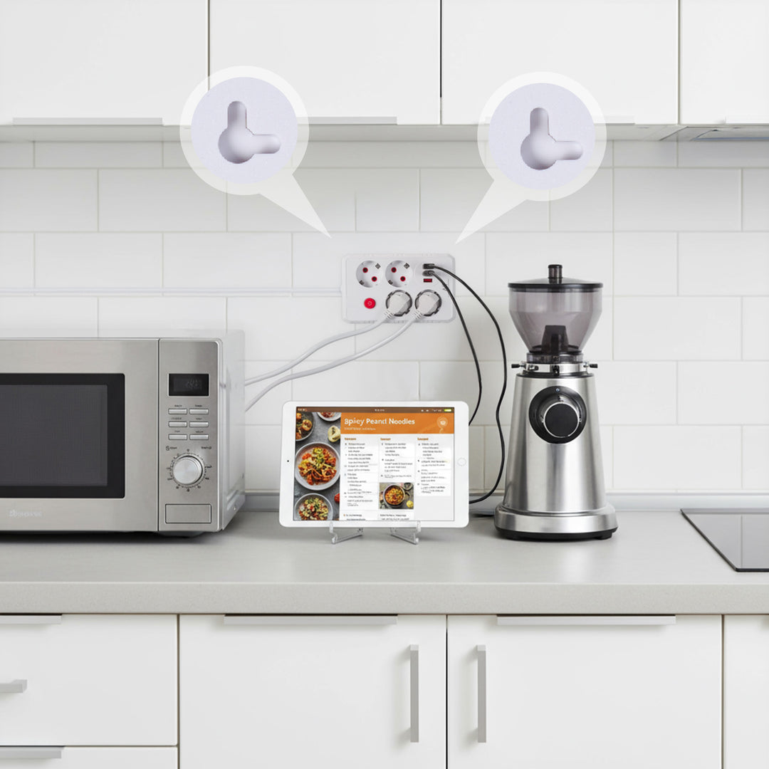 Maclean stekkerdoos, 4-polige verlengkabel + 3xUSB, 110-240V AC 50/60Hz, 2,1A max 2500W, 1,5m, wit, MCE392 W