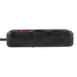 Maclean stekkerdoos, 4-polige verlengkabel + 3xUSB, 110-240V AC 50/60Hz, 2,1A max 2500W, 3m, zwart, MCE393 B