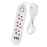 Maclean stekkerdoos, verlengkabel met 3 stopcontacten + 3xUSB, 110-240V AC 50/60Hz, 2,1A max 2500W, 1,5m, wit, MCE394 W