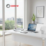 Maclean stekkerdoos, verlengkabel met 3 stopcontacten + 3xUSB, 110-240V AC 50/60Hz, 2,1A max 2500W, 1,5m, wit, MCE394 W