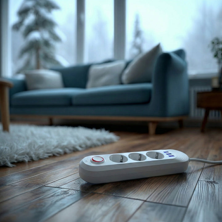 Maclean stekkerdoos, verlengkabel met 3 stopcontacten + 3xUSB, 110-240V AC 50/60Hz, 2,1A max 2500W, 1,5m, wit, MCE394 W