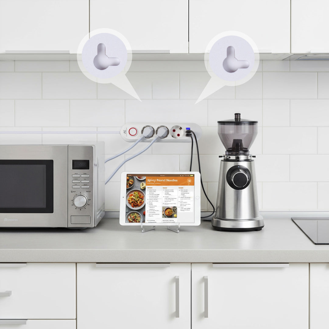 Maclean stekkerdoos, verlengkabel met 3 stopcontacten + 3xUSB, 110-240V AC 50/60Hz, 2,1A max 2500W, 1,5m, wit, MCE394 W