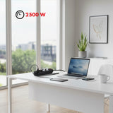 Maclean stekkerdoos, verlengkabel met 3 stopcontacten + 3xUSB, 110-240V AC 50/60Hz, 2,1A max 2500W, 1,5m, zwart, MCE394 B