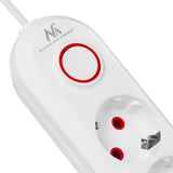 Maclean stekkerdoos, 5-polige verlengkabel + 3xUSB, 110-240V AC 50/60Hz, 2,1A max 2500W, 1,5m, wit, MCE395 W