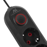 Maclean stekkerdoos, 5-polige verlengkabel + 3xUSB, 110-240V AC 50/60Hz, 2,1A max 2500W, 1,5m, zwart, MCE395 B