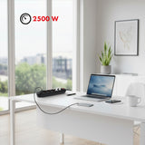 Maclean stekkerdoos, 5-polige verlengkabel + 3xUSB, 110-240V AC 50/60Hz, 2,1A max 2500W, 1,5m, zwart, MCE395 B