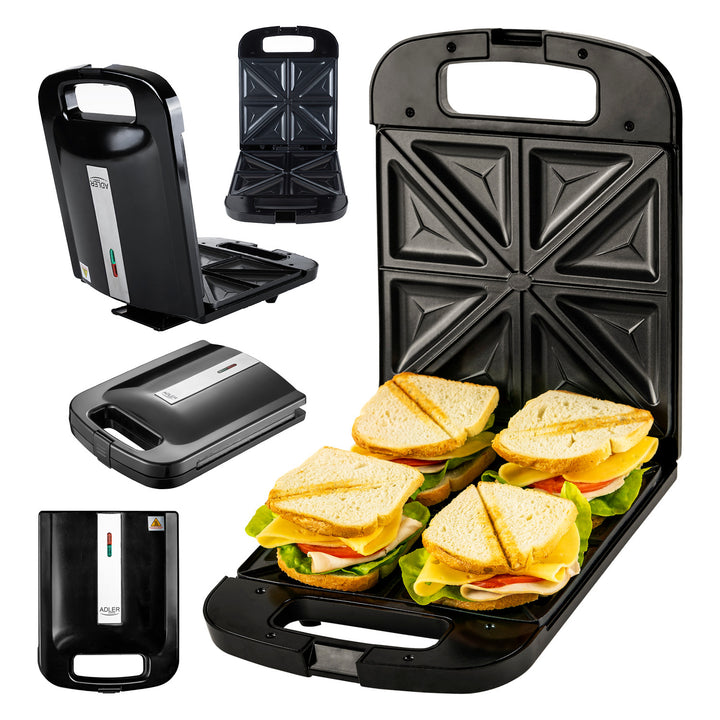 Adler AD 3055 zwart 2000 Watt tosti-apparaat voor 4 tosti's