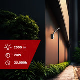 Maclean bewegingssensor LED lamp, PIR bewegingssensor, zwart, 20W, IP65, 2000lm, neutraal wit (4000K) MCE512 B, 2 stuks