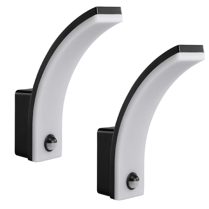 Maclean bewegingssensor LED lamp, PIR bewegingssensor, zwart, 20W, IP65, 2000lm, neutraal wit (4000K) MCE512 B, 2 stuks