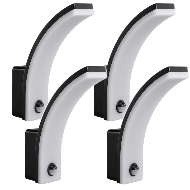 Maclean bewegingssensor LED lamp, PIR bewegingssensor, zwart, 20W, IP65, 2000lm, neutraal wit (4000K) MCE512 B, 4 stuks