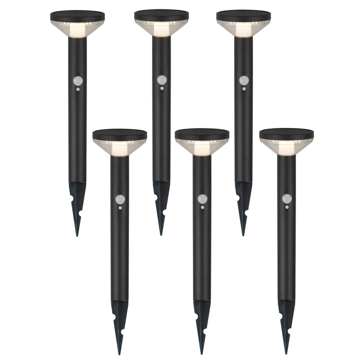 Maclean Solar LED Light, met sensor, 3 modi, plug-in, Li-ion 18650, IP44, 3,7V, 1200 mAh, Zwart, MCE465 B, 6 stuks