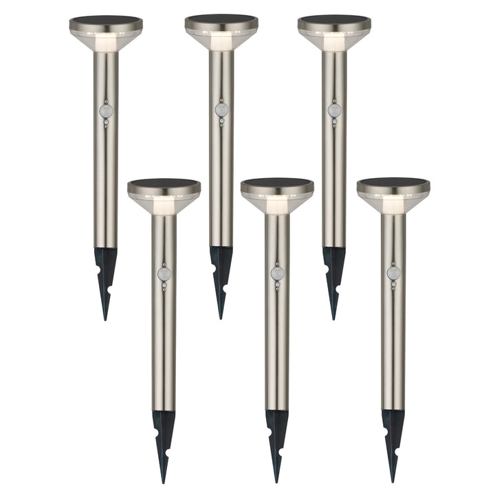 Maclean Solar LED Light, met sensor, 3 modi, plug-in, Li-ion 18650, IP44, 3,7V, 1200 mAh, mat chroom, MCE465 C/M, 6 stuks