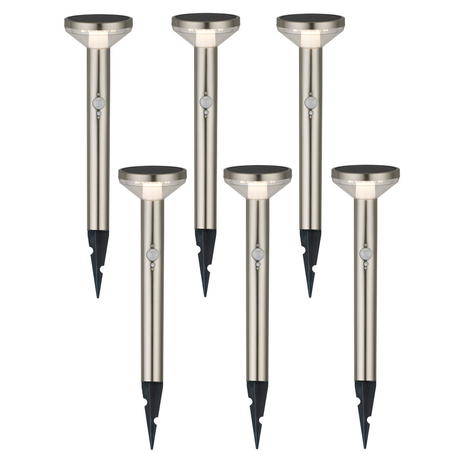 Maclean Solar LED Light, met sensor, 3 modi, plug-in, Li-ion 18650, IP44, 3,7V, 1200 mAh, mat chroom, MCE465 C/M, 6 stuks