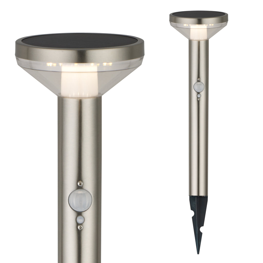 Maclean Solar LED Light, met sensor, 3 modi, plug-in, Li-ion 18650, IP44, 3,7V, 1200 mAh, mat chroom, MCE465 C/M, 8 stuks