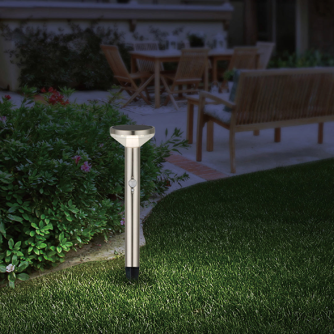 Maclean Solar LED Light, met sensor, 3 modi, plug-in, Li-ion 18650, IP44, 3,7V, 1200 mAh, mat chroom, MCE465 C/M, 8 stuks