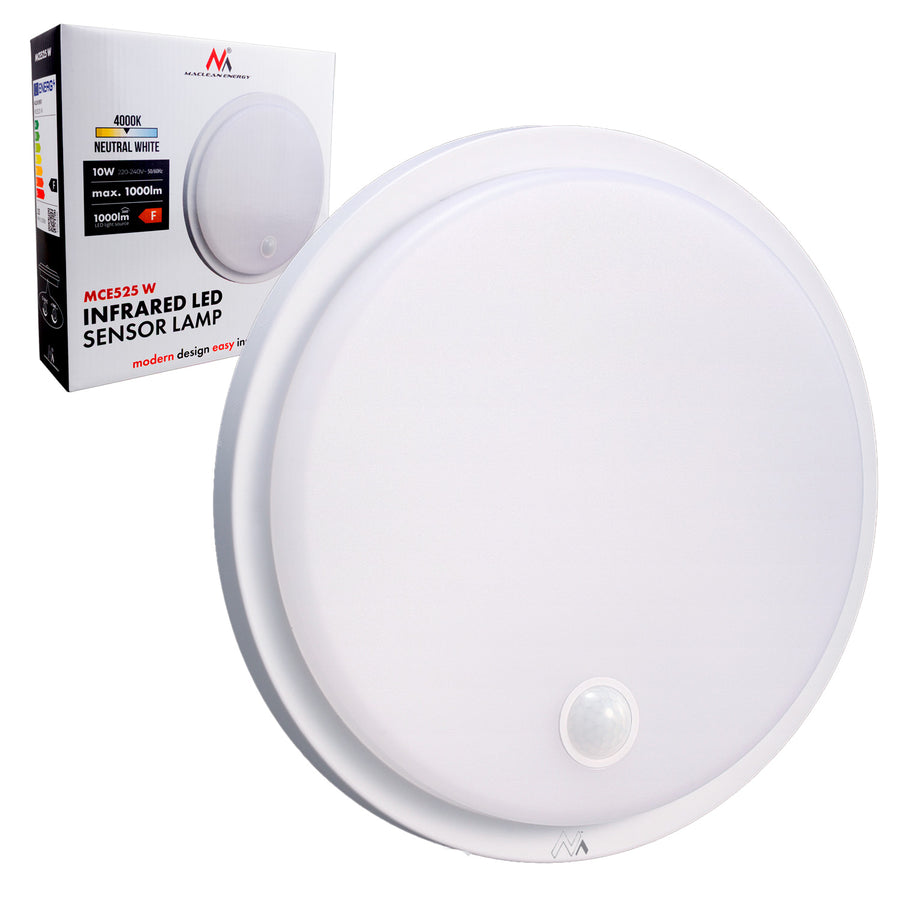 LED-lamp met bewegingssensor Maclean, PIR-sensor, kleur wit, 10 W, IP65, 1000 lm, neutrale kleur, MCE525 W