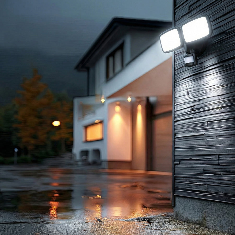 Maclean LED-wandlamp, met PIR-sensor, 20 W, 1500 lm, IP65, neutraal wit 4000 K, zwart, MCE524 B